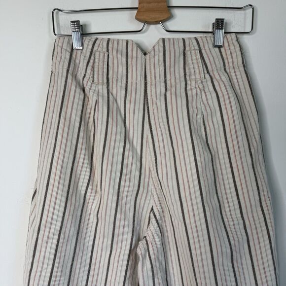 Urban Outfitters Size 4 Striped Corduroy Pleated Front High Rise Cropped Trouser - Picture 10 of 16